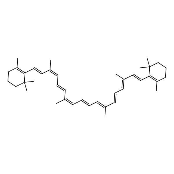 2D Structure of 1,3,3-trimethyl-2-[(1E,3E,5E,7E,9E)-3,7,12,16-tetramethyl-18-(2,6,6-trimethylcyclohexen-1-yl)octadeca-1,3,5,7,9,11,13,15,17-nonaenyl]cyclohexene