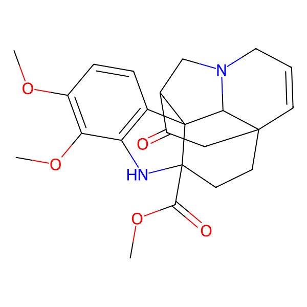 2D Structure of methyl (1R,4S,12R,13S,16R)-7,8-dimethoxy-17-oxo-5,14-diazahexacyclo[12.4.3.01,13.04,12.06,11.012,16]henicosa-6(11),7,9,19-tetraene-4-carboxylate
