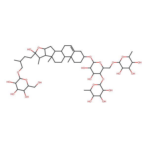 2D Structure of (2R,3R,4R,5R,6S)-2-[[(2R,3S,4R,5R,6R)-4,5-dihydroxy-6-[[(1S,2S,4S,6R,7S,8R,9S,12S,13R,16S)-6-hydroxy-7,9,13-trimethyl-6-[(3S)-3-methyl-4-[(2R,3R,4S,5S,6R)-3,4,5-trihydroxy-6-(hydroxymethyl)oxan-2-yl]oxybutyl]-5-oxapentacyclo[10.8.0.02,9.04,8.013,18]icos-18-en-16-yl]oxy]-3-[(2S,3R,4R,5R,6S)-3,4,5-trihydroxy-6-methyloxan-2-yl]oxyoxan-2-yl]methoxy]-6-methyloxane-3,4,5-triol