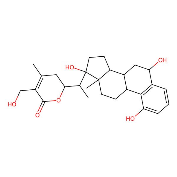 2D Structure of 5-(hydroxymethyl)-4-methyl-2-[1-(1,6,17-trihydroxy-13-methyl-7,8,9,11,12,14,15,16-octahydro-6H-cyclopenta[a]phenanthren-17-yl)ethyl]-2,3-dihydropyran-6-one