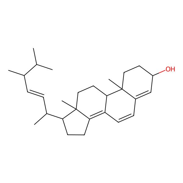 2D Structure of (3S,9R,10R,13R,17R)-17-[(E,2S,5R)-5,6-dimethylhept-3-en-2-yl]-10,13-dimethyl-2,3,9,11,12,15,16,17-octahydro-1H-cyclopenta[a]phenanthren-3-ol