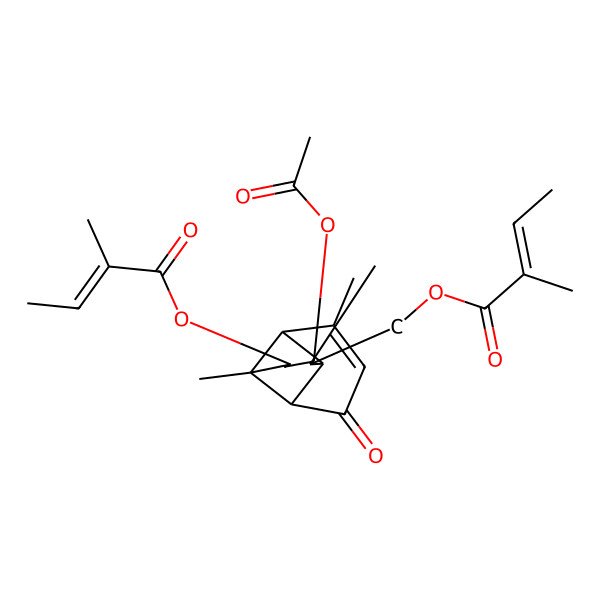 2D Structure of [4-Acetyloxy-3,7,9-trimethyl-6-(2-methylbut-2-enoyloxy)-11-oxo-3-tricyclo[5.4.0.02,8]undec-9-enyl]methyl 2-methylbut-2-enoate