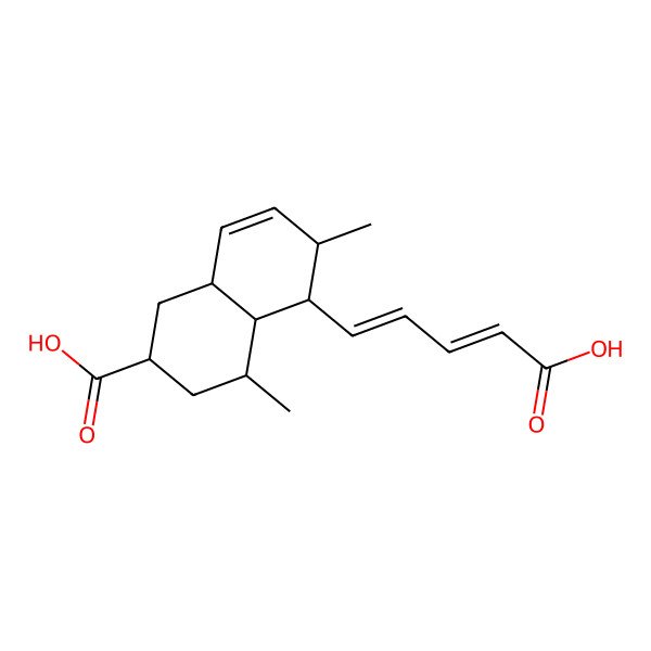 2D Structure of (2R,4R,4aS,5S,6S,8aR)-5-[(1E,3E)-4-carboxybuta-1,3-dienyl]-4,6-dimethyl-1,2,3,4,4a,5,6,8a-octahydronaphthalene-2-carboxylic acid