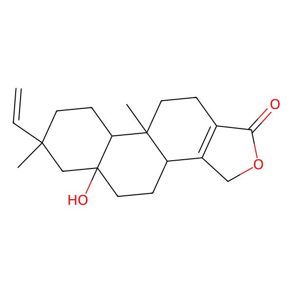 2D Structure of (3bR,5aR,7S,9aR,9bS)-7-ethenyl-5a-hydroxy-7,9b-dimethyl-3,3b,4,5,6,8,9,9a,10,11-decahydronaphtho[2,1-e][2]benzofuran-1-one