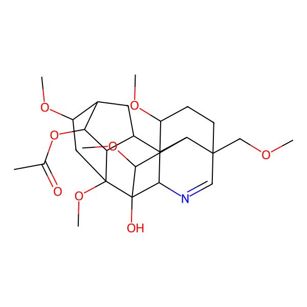 2D Structure of [(1S,2R,4S,5R,6S,8R,9S,10S,13S,16S,17R,18S)-9-hydroxy-6,8,16,18-tetramethoxy-13-(methoxymethyl)-11-azahexacyclo[7.7.2.12,5.01,10.03,8.013,17]nonadec-11-en-4-yl] acetate