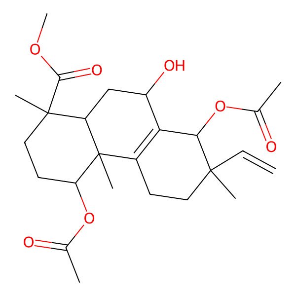 2D Structure of methyl 4,8-diacetyloxy-7-ethenyl-9-hydroxy-1,4a,7-trimethyl-3,4,5,6,8,9,10,10a-octahydro-2H-phenanthrene-1-carboxylate