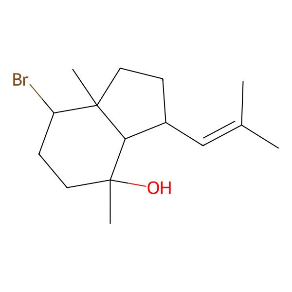 2D Structure of (3R,3aS,4R,7S,7aS)-7-bromo-4,7a-dimethyl-3-(2-methylprop-1-enyl)-2,3,3a,5,6,7-hexahydro-1H-inden-4-ol