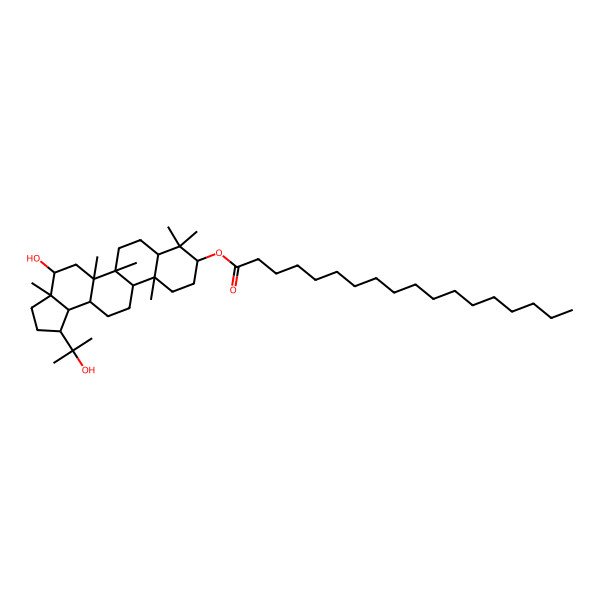 2D Structure of [(1R,3aS,4S,5aR,5bR,7aR,9S,11aR,11bR,13aS,13bS)-4-hydroxy-1-(2-hydroxypropan-2-yl)-3a,5a,5b,8,8,11a-hexamethyl-1,2,3,4,5,6,7,7a,9,10,11,11b,12,13,13a,13b-hexadecahydrocyclopenta[a]chrysen-9-yl] octadecanoate