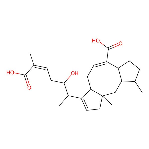 2D Structure of (1R,3R,4R,7S,8E,11S)-12-[(E,2R,3S)-6-carboxy-3-hydroxyhept-5-en-2-yl]-1,4-dimethyltricyclo[9.3.0.03,7]tetradeca-8,12-diene-8-carboxylic acid
