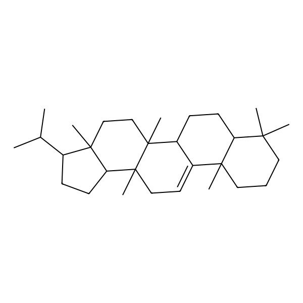 2D Structure of 3a,5a,8,8,11a,13a-Hexamethyl-3-propan-2-yl-1,2,3,4,5,5b,6,7,7a,9,10,11,13,13b-tetradecahydrocyclopenta[a]chrysene