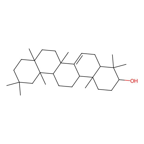 2D Structure of (3S,4aR,6aS,6bS,8aR,12aS,14aR,14bS)-4,4,6b,8a,11,11,12a,14b-octamethyl-1,2,3,4a,5,6a,7,8,9,10,12,13,14,14a-tetradecahydropicen-3-ol