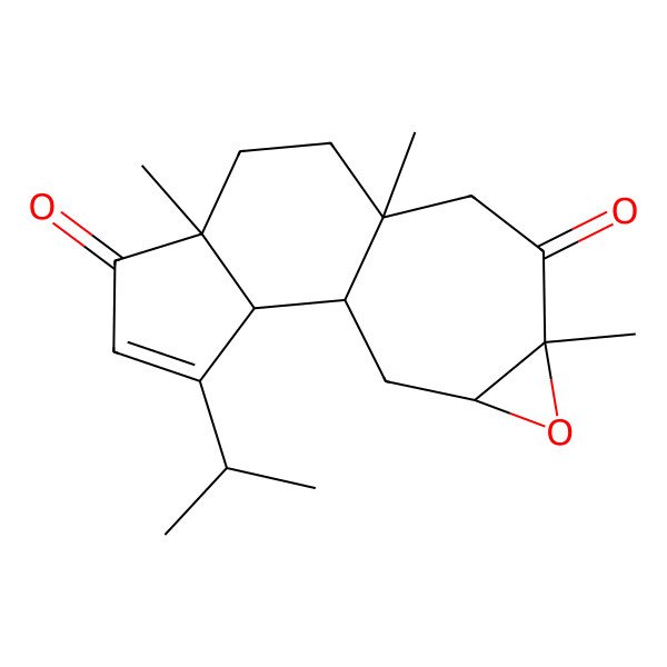 2D Structure of (1R,2S,6S,9S,12R,14R)-6,9,12-trimethyl-3-propan-2-yl-13-oxatetracyclo[7.6.0.02,6.012,14]pentadec-3-ene-5,11-dione