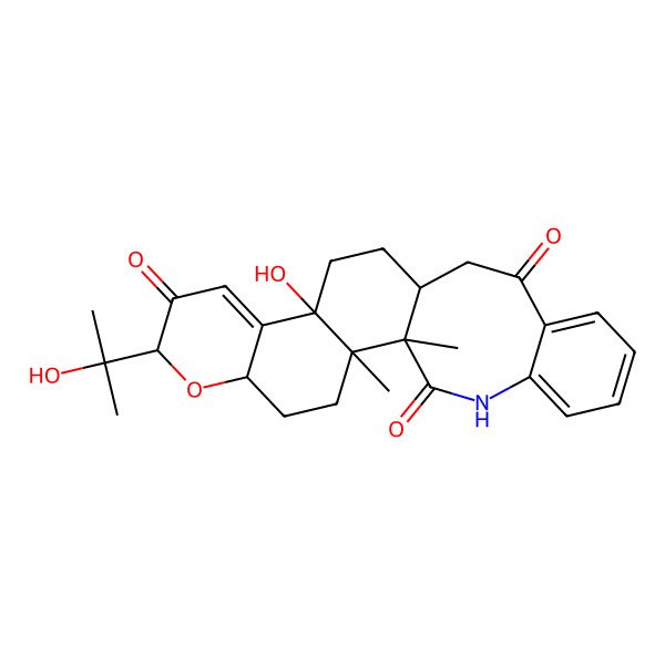 2D Structure of (1R,2S,5R,7S,11R,14R)-11-hydroxy-7-(2-hydroxypropan-2-yl)-1,2-dimethyl-6-oxa-23-azapentacyclo[12.10.0.02,11.05,10.017,22]tetracosa-9,17,19,21-tetraene-8,16,24-trione