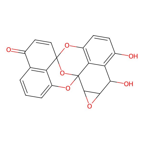 2D Structure of 5,7-Dihydroxy-3,11,21,22-tetraoxaheptacyclo[10.9.1.11,6.112,16.02,4.010,24.020,23]tetracosa-6,8,10(24),13,16(23),17,19-heptaen-15-one