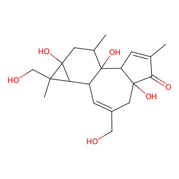2D Structure of (1R,2S,6R,10S,11R,13S,15R)-1,6,13-trihydroxy-8,12-bis(hydroxymethyl)-4,12,15-trimethyltetracyclo[8.5.0.02,6.011,13]pentadeca-3,8-dien-5-one