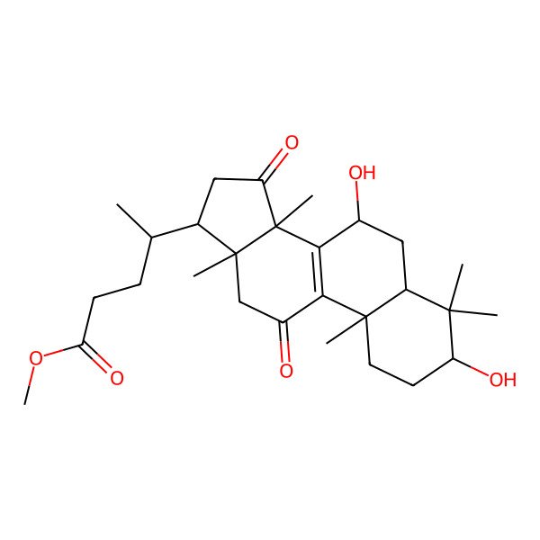 2D Structure of methyl 4-(3,7-dihydroxy-4,4,10,13,14-pentamethyl-11,15-dioxo-2,3,5,6,7,12,16,17-octahydro-1H-cyclopenta[a]phenanthren-17-yl)pentanoate