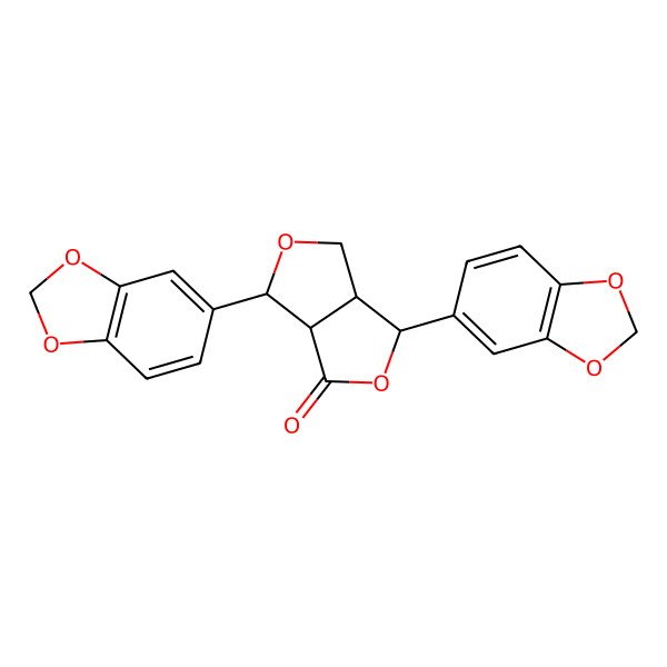 2D Structure of 3,6-bis(1,3-benzodioxol-5-yl)-3,3a,6,6a-tetrahydro-1H-furo[3,4-c]furan-4-one