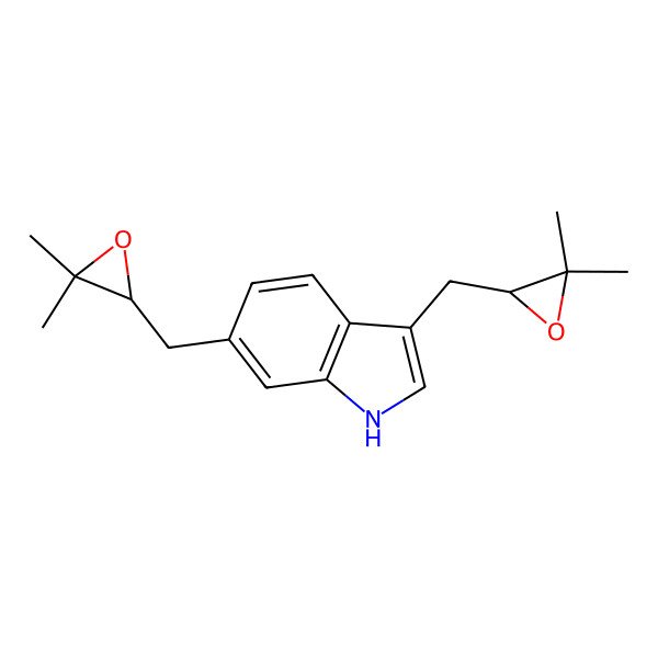2D Structure of 3,6-bis[(3,3-dimethyloxiran-2-yl)methyl]-1H-indole