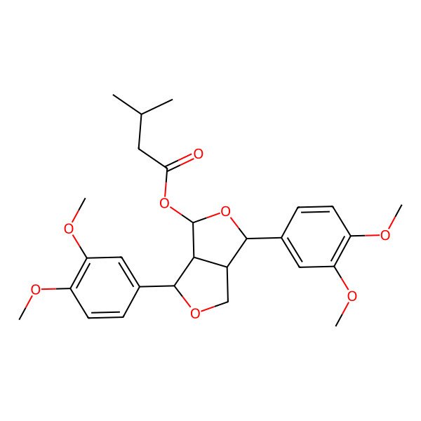 2D Structure of [3,6-Bis(3,4-dimethoxyphenyl)-1,3,3a,4,6,6a-hexahydrofuro[3,4-c]furan-4-yl] 3-methylbutanoate