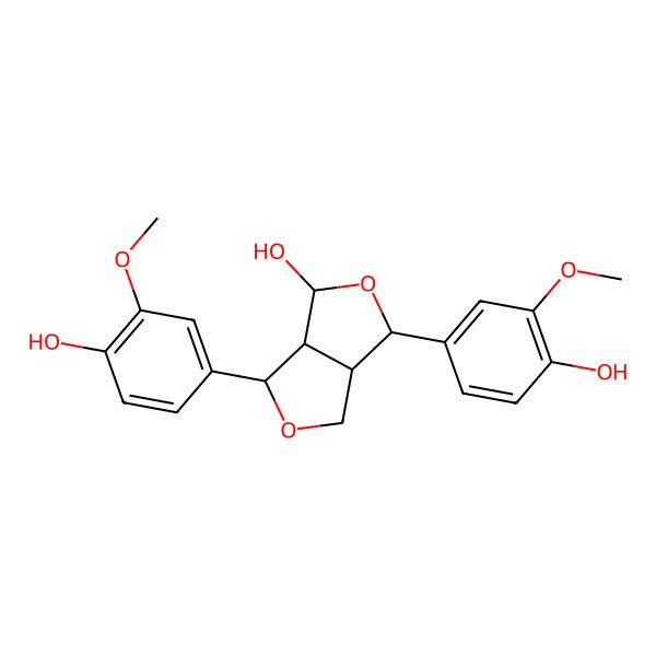 2D Structure of 3,6-Bis(4-hydroxy-3-methoxyphenyl)-1,3,3a,4,6,6a-hexahydrofuro[3,4-c]furan-4-ol