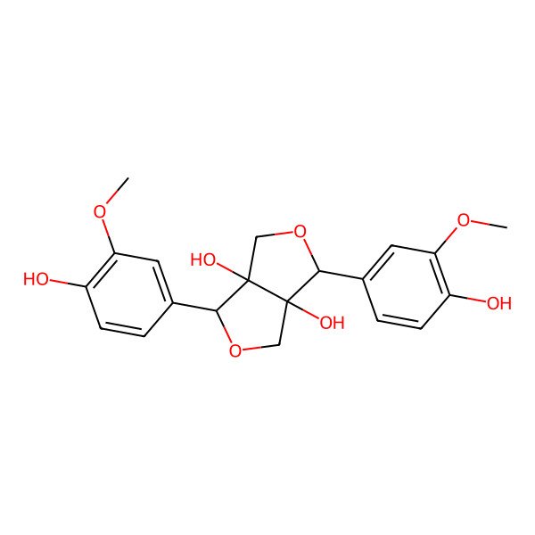 2D Structure of 3,6-Bis(4-hydroxy-3-methoxyphenyl)-1,3,4,6-tetrahydrofuro[3,4-c]furan-3a,6a-diol