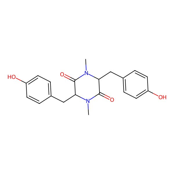 2D Structure of 3,6-Bis[(4-hydroxyphenyl)methyl]-1,4-dimethylpiperazine-2,5-dione