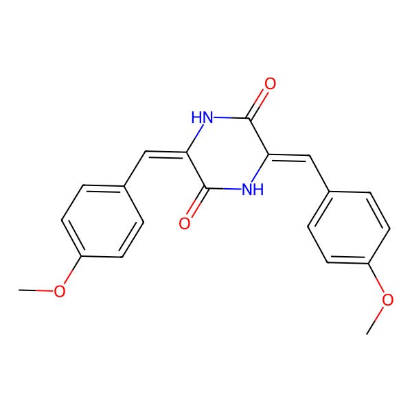 2D Structure of 3,6-Bis[(4-methoxyphenyl)methylidene]piperazine-2,5-dione