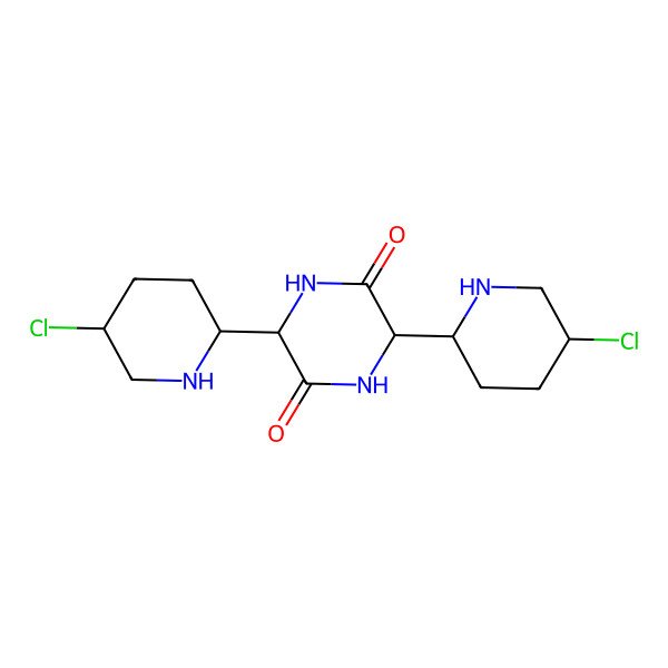 2D Structure of 3,6-Bis(5-chloro-2-piperidyl)-2,5-piperazinedione