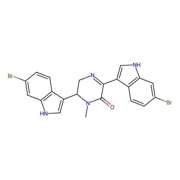 2D Structure of 3,6-bis(6-bromo-1H-indol-3-yl)-4-methyl-2,3-dihydropyrazin-5-one