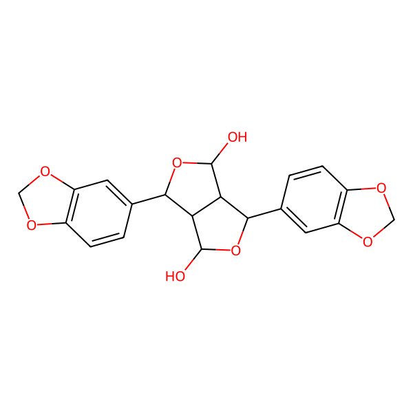 2D Structure of 3,6-Bis(benzo[d][1,3]dioxol-5-yl)tetrahydro-1H,3H-furo[3,4-c]furan-1,4-diol