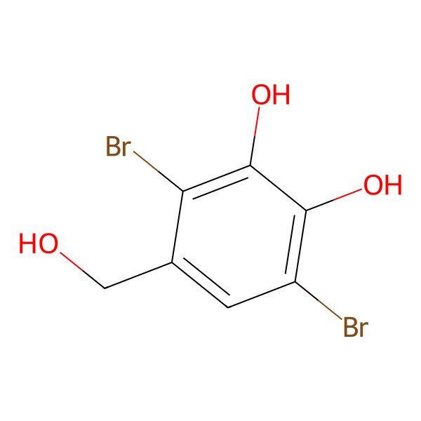 2D Structure of 3,6-Dibromo-4-(hydroxymethyl)benzene-1,2-diol