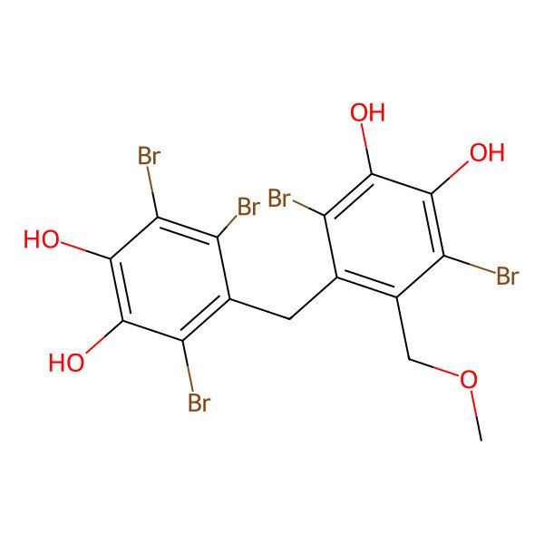2D Structure of 3,6-Dibromo-4-(methoxymethyl)-5-[(2,3,6-tribromo-4,5-dihydroxyphenyl)methyl]benzene-1,2-diol