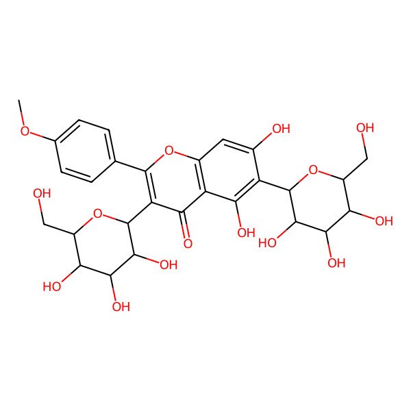 2D Structure of 3,6-Diglucopyranosyl-5,7-dihydroxy-4'-methoxyflavone