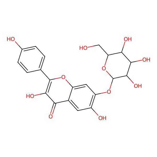 2D Structure of 3,6-Dihydroxy-2-(4-hydroxyphenyl)-7-[3,4,5-trihydroxy-6-(hydroxymethyl)oxan-2-yl]oxychromen-4-one