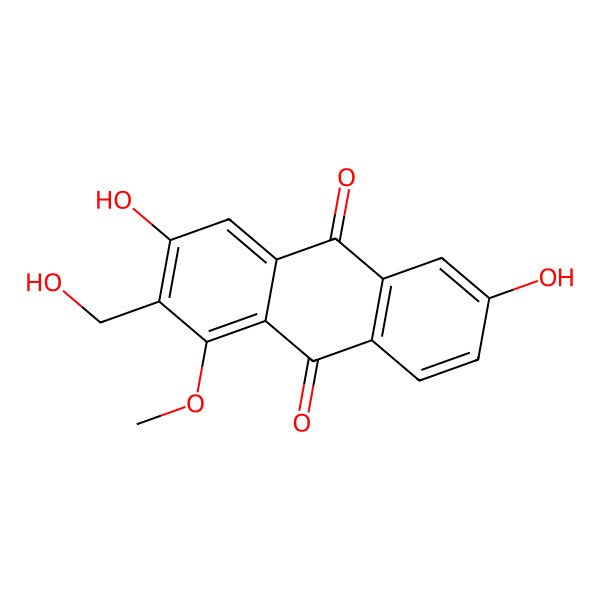 2D Structure of 3,6-Dihydroxy-2-(hydroxymethyl)-1-methoxyanthracene-9,10-dione