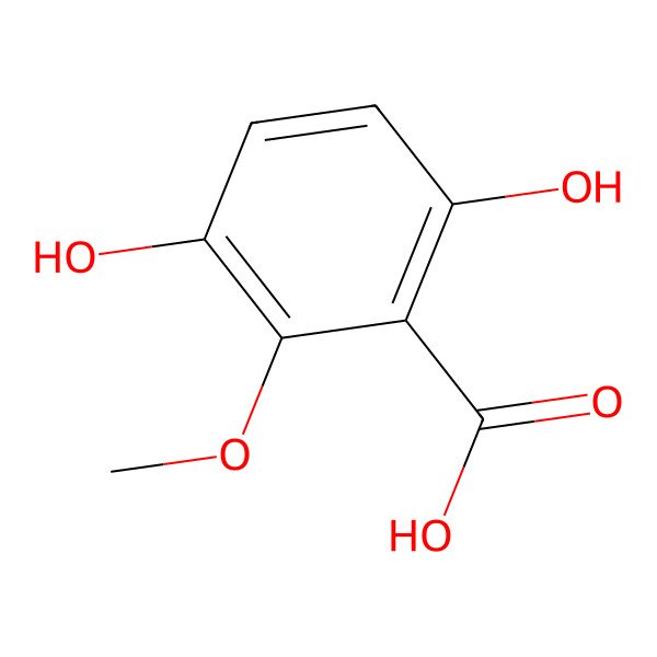 2D Structure of 3,6-Dihydroxy-2-methoxybenzoic acid
