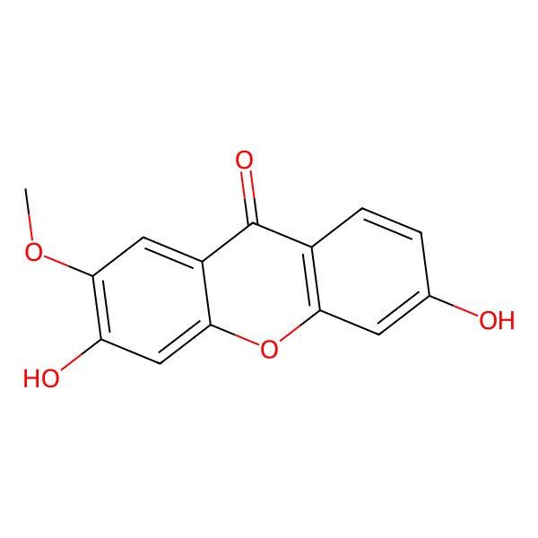 2D Structure of 3,6-Dihydroxy-2-methoxyxanthen-9-one