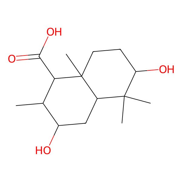 2D Structure of 3,6-Dihydroxy-2,5,5,8a-tetramethyl-1,2,3,4,4a,6,7,8-octahydronaphthalene-1-carboxylic acid