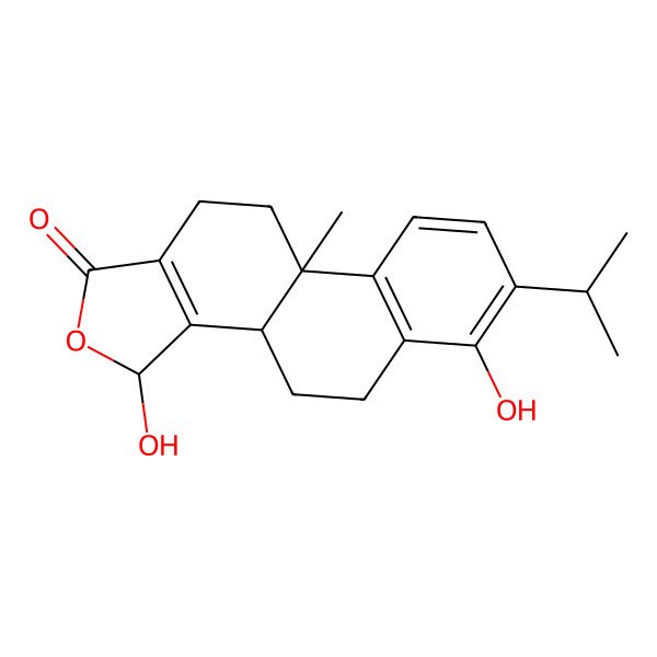 2D Structure of 3,6-Dihydroxy-9b-methyl-7-propan-2-yl-3,3b,4,5,10,11-hexahydronaphtho[2,1-e][2]benzofuran-1-one