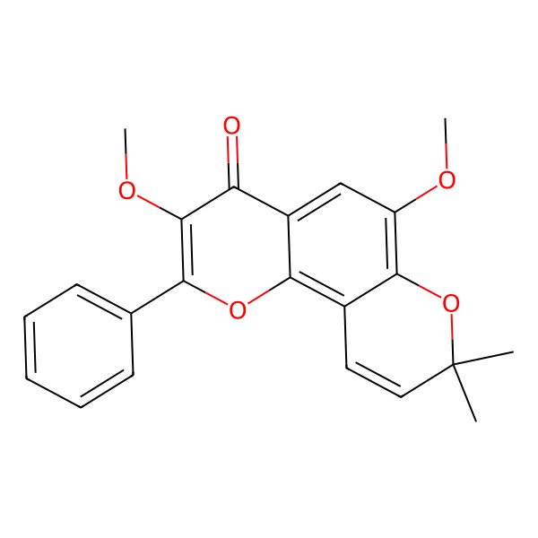2D Structure of 3,6-Dimethoxy-6'',6''-dimethylpyrano[2,3:7,8]flavone