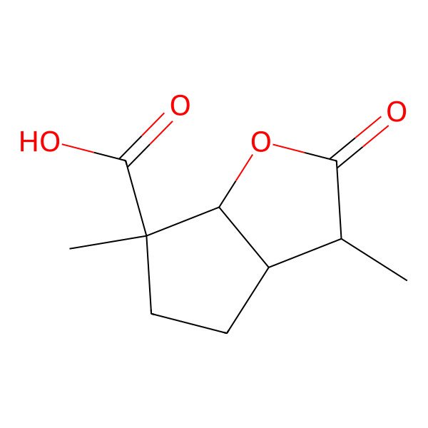 2D Structure of 3,6-dimethyl-2-oxo-3a,4,5,6a-tetrahydro-3H-cyclopenta[b]furan-6-carboxylic acid