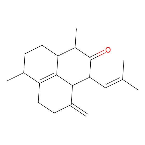 2D Structure of 3,6-dimethyl-9-methylidene-1-(2-methylprop-1-enyl)-3,3a,4,5,6,7,8,9a-octahydro-1H-phenalen-2-one