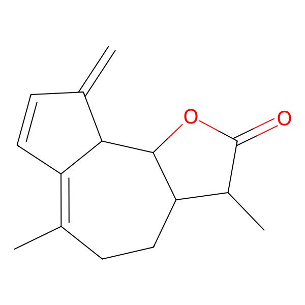 2D Structure of 3,6-Dimethyl-9-methylidene-3,3a,4,5,9a,9b-hexahydroazuleno[4,5-b]furan-2-one