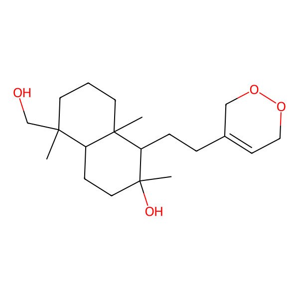 2D Structure of 1-[2-(3,6-dihydro-1,2-dioxin-4-yl)ethyl]-5-(hydroxymethyl)-2,5,8a-trimethyl-3,4,4a,6,7,8-hexahydro-1H-naphthalen-2-ol