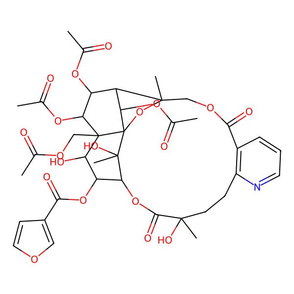 2D Structure of [22,23,25-Triacetyloxy-21-(acetyloxymethyl)-15,20,26-trihydroxy-3,15,26-trimethyl-6,16-dioxo-2,5,17-trioxa-11-azapentacyclo[16.7.1.01,21.03,24.07,12]hexacosa-7(12),8,10-trien-19-yl] furan-3-carboxylate