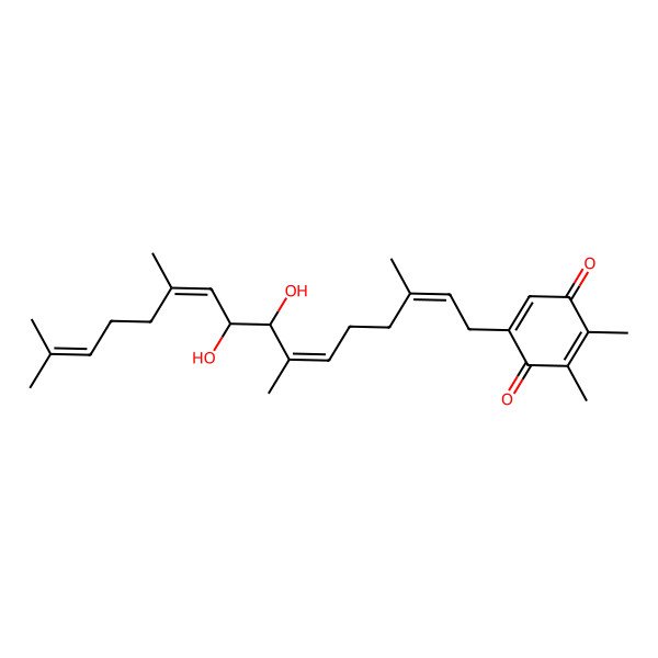 2D Structure of 5-(8,9-Dihydroxy-3,7,11,15-tetramethylhexadeca-2,6,10,14-tetraenyl)-2,3-dimethylcyclohexa-2,5-diene-1,4-dione