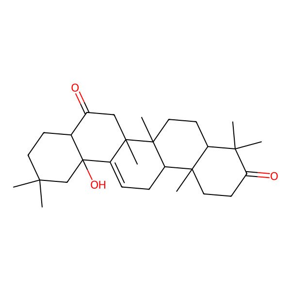 2D Structure of 12a-Hydroxy-4,4,6a,6b,11,11,14b-heptamethyl-1,2,4a,5,6,7,8a,9,10,12,14,14a-dodecahydropicene-3,8-dione