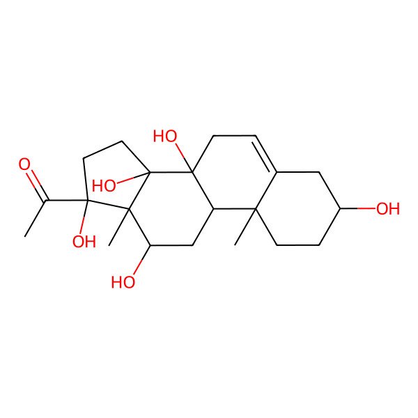 2D Structure of 1-(3,8,12,14,17-Pentahydroxy-10,13-dimethyl-1,2,3,4,7,9,11,12,15,16-decahydrocyclopenta[a]phenanthren-17-yl)ethanone