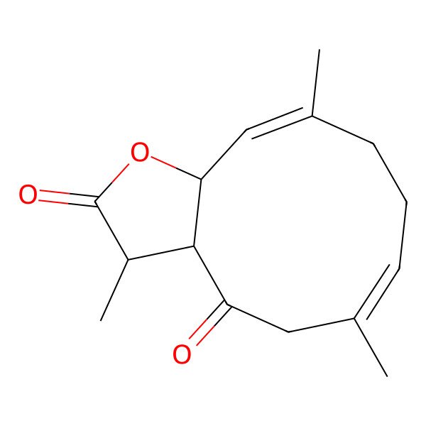 2D Structure of 3,6,10-Trimethyl-3,3a,5,8,9,11a-hexahydrocyclodeca[b]furan-2,4-dione