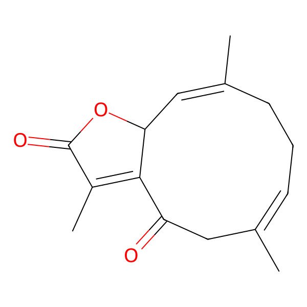 2D Structure of 3,6,10-Trimethyl-5,8,9,11a-tetrahydrocyclodeca[b]furan-2,4-dione